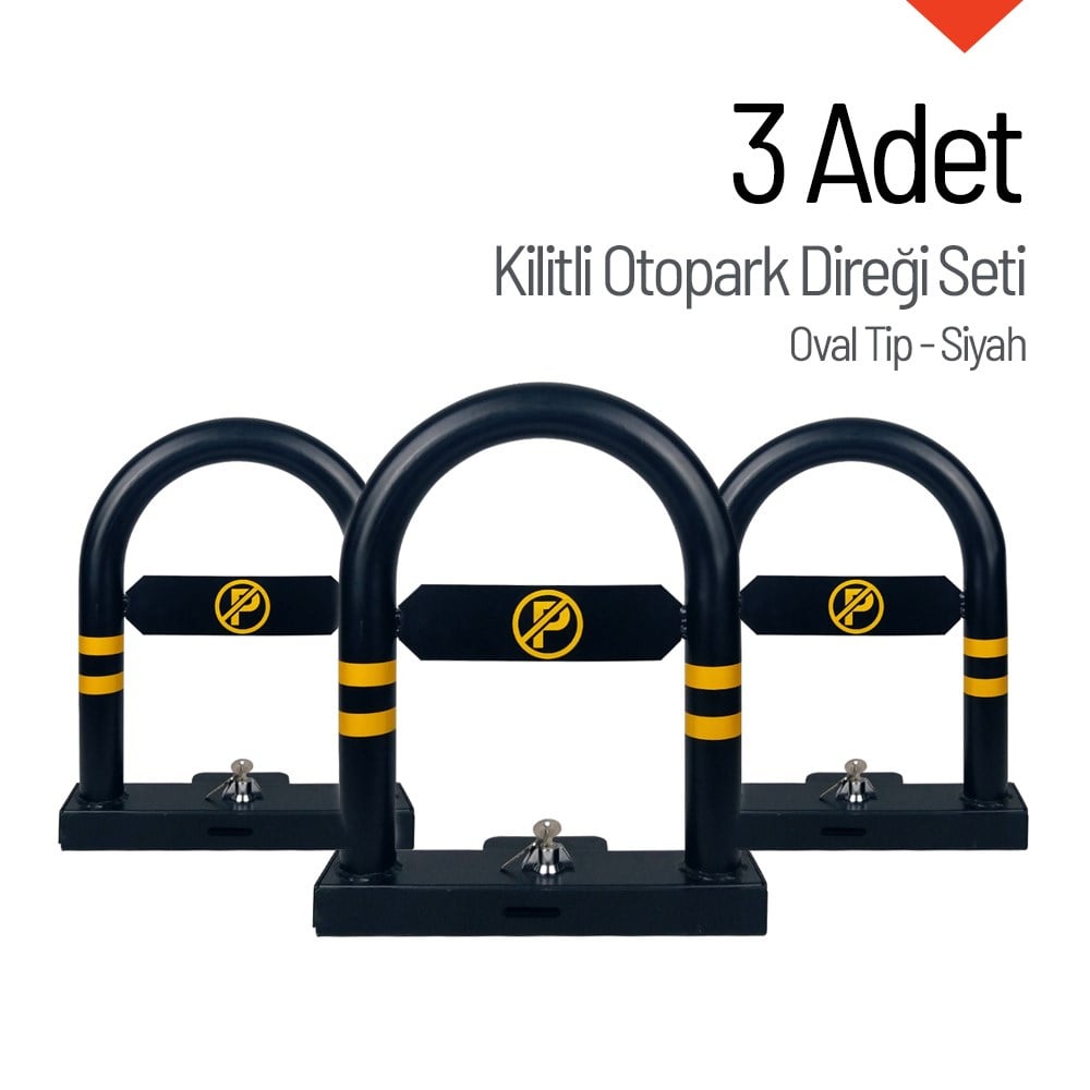 Kilitli Otopark Direği 50 cm, Yatar U Tip Park Bariyeri 3 Adet