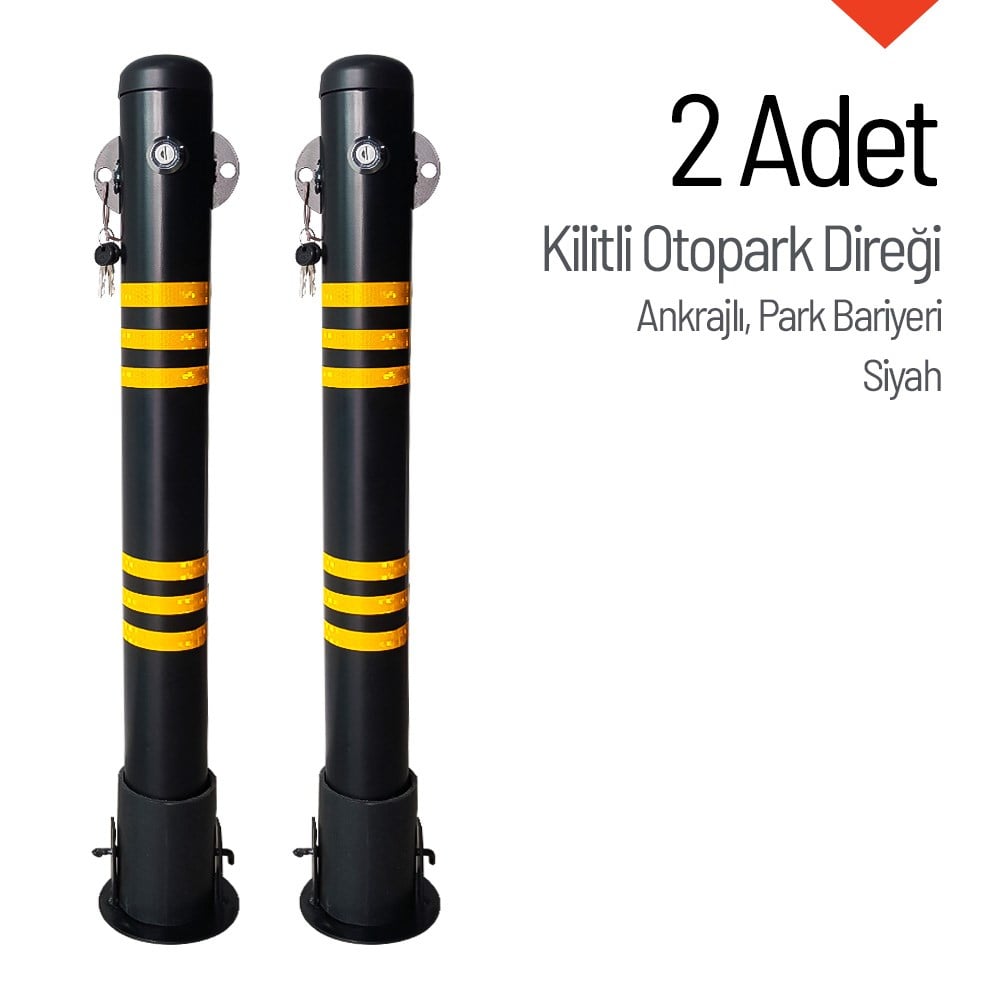 Kilitli Otopark Direği Çıkan Ankrajlı, Park Bariyeri 2li Set