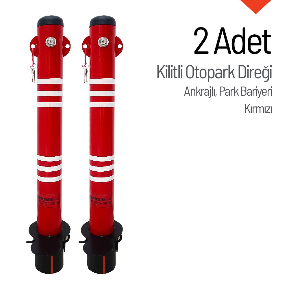 Kilitli Otopark Direği Çıkan Ankrajlı, Park Bariyeri 2li Set