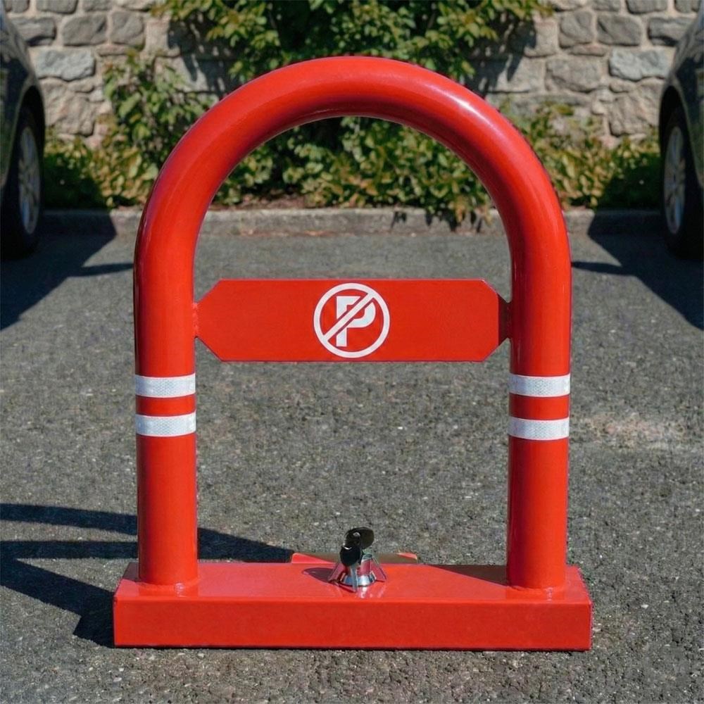 Kırmızı Kilitli Otopark Direği 50 cm, Yatar U Tip Park Bariyeri