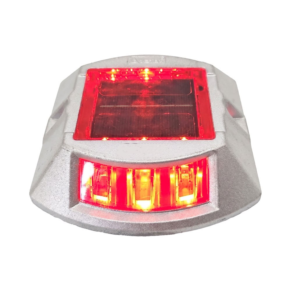 Kırmızı Solar Yol Butonu 3+3 Ledli