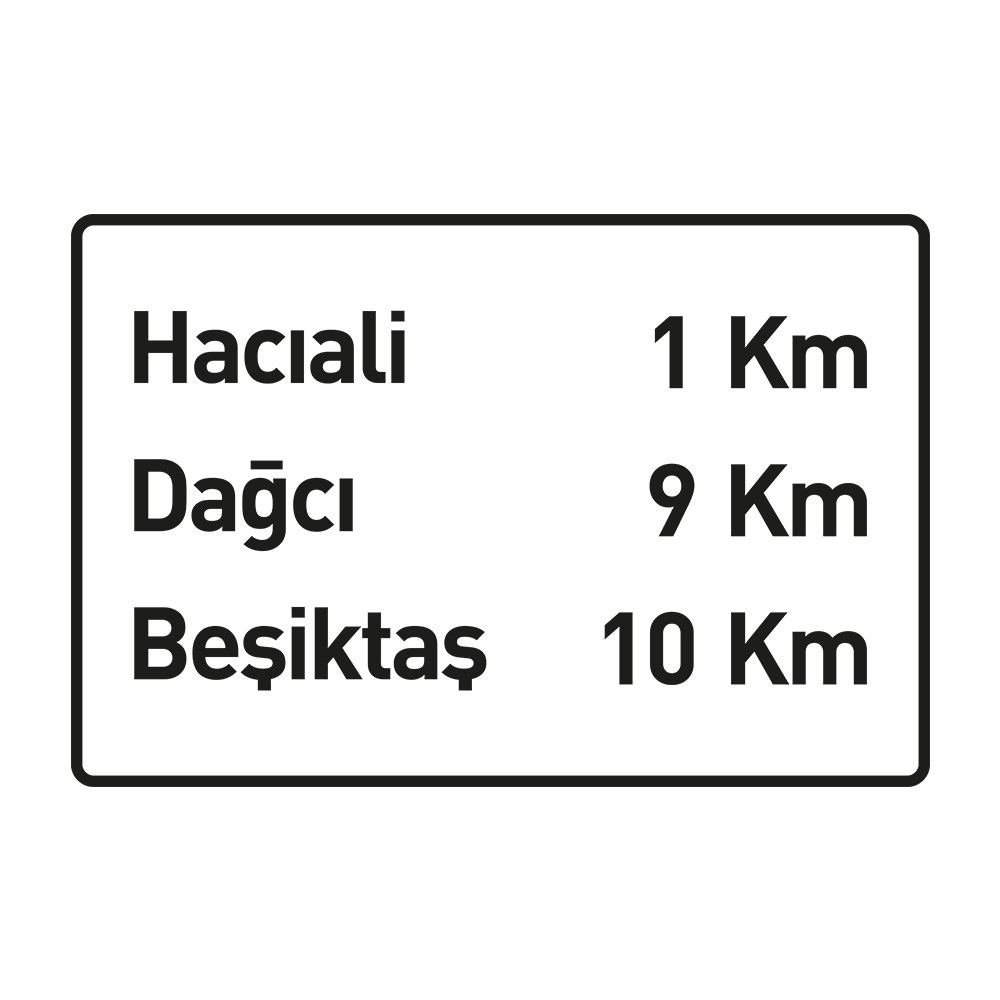 Köy Mesafe Bilgi Levhası B-56aBilgi İşaretleri