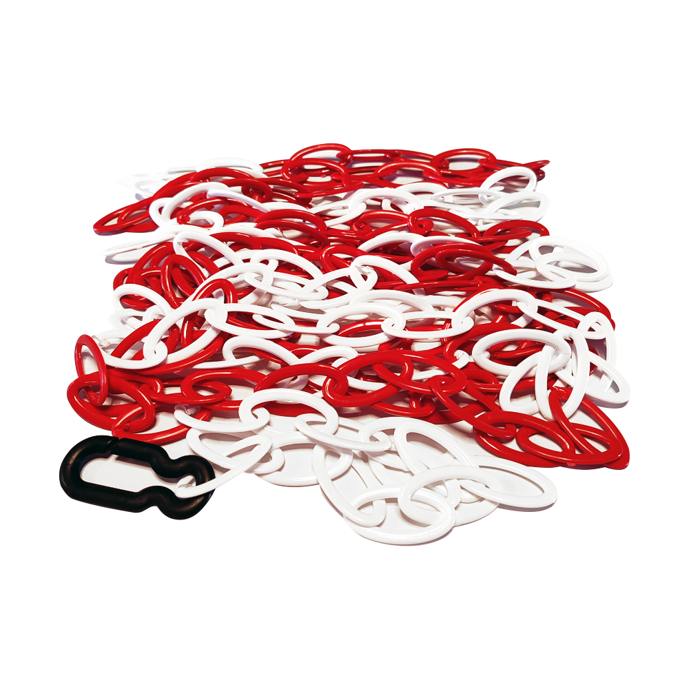 Plastik Zincir 6mm Kırmızı-Beyaz 25 m