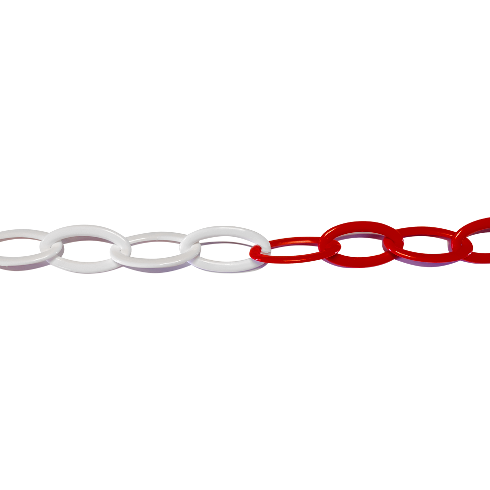 Plastik Zincir 6mm Kırmızı-Beyaz 25 m