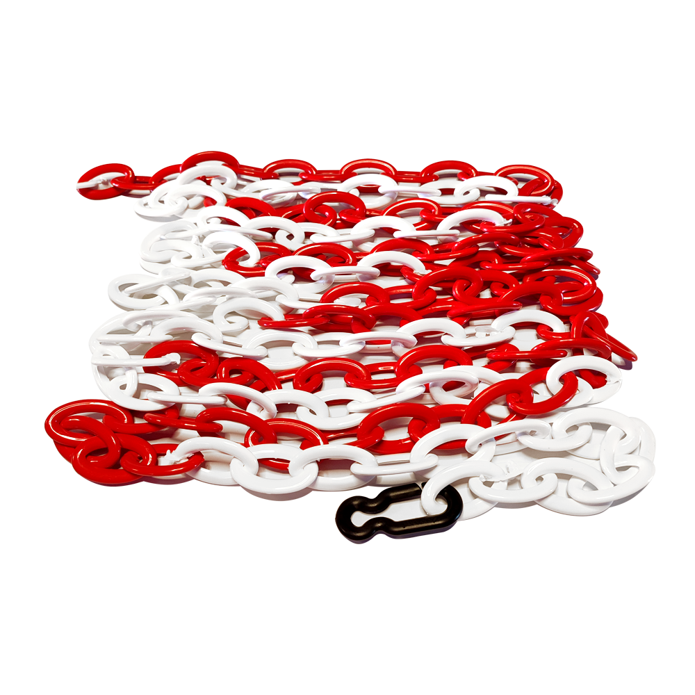 Plastik Zincir 8mm Kırmızı-Beyaz 25 m
