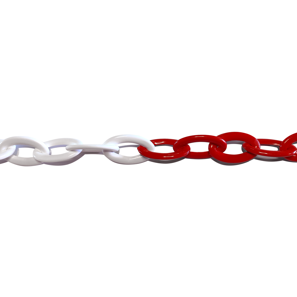 Plastik Zincir 8mm Kırmızı-Beyaz 25 m
