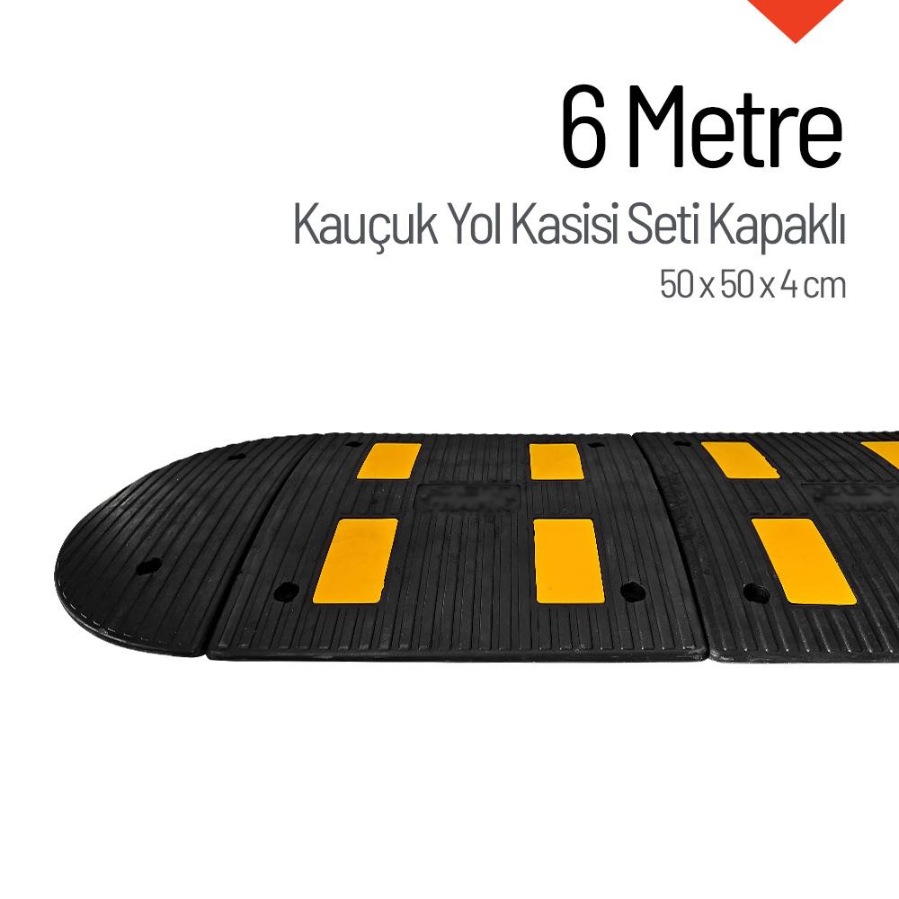 Reflektifli Kauçuk Hız Kesici 4 Bantlı - 6 Metre Set