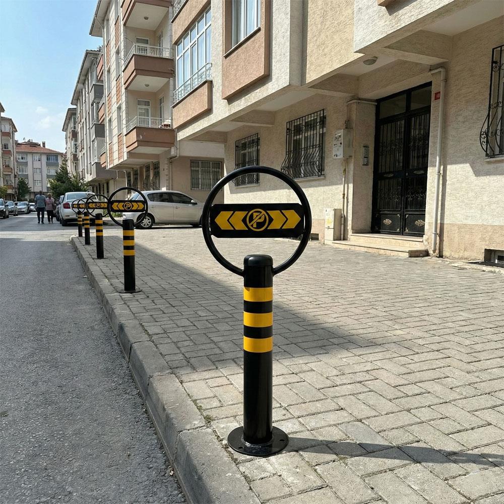 Sabit Metal Direk, Park Yapılmaz Logolu Metal Duba 80 x 32,5 cm