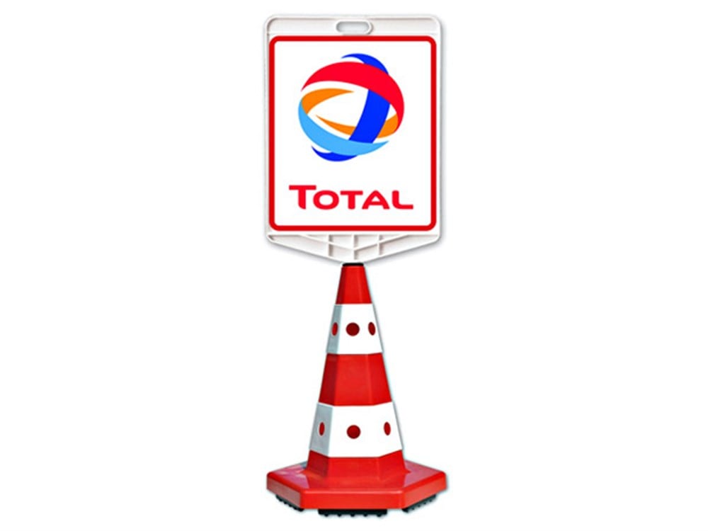 Total Logo Çift Taraf Baskı Trafik Koni Seti Trafik Dubası