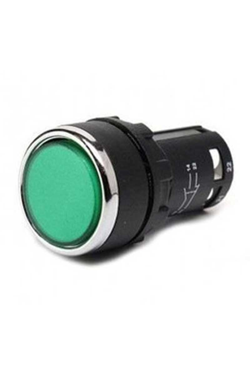 Emas B200DY B Serisi Plastik 1NC Yaylı Düz Yeşil 22 mm Buton
