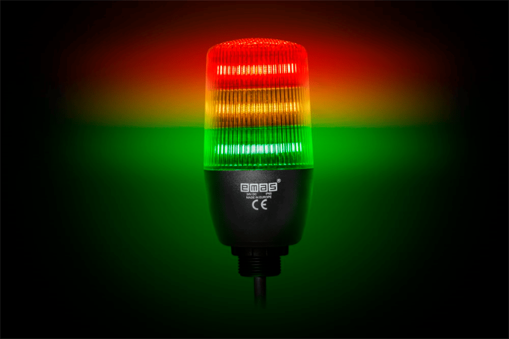 Emas IF5T024ZM05 IF Serisi Üç Katlı 24V AC/DC Buzzerlı Sabit Anahtar Kontrollü M22 Vidalı LED İkaz 55mm