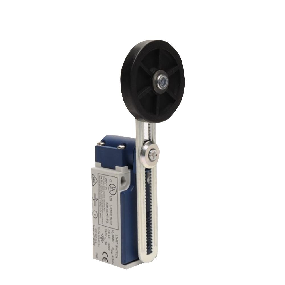 Emas L5K13MEL123 L5 Plastik Gövde 50 mm Lastik Ayarlanabilir Kollu Makara Ani Hareketli 1NO+1NC Sınır Şalter