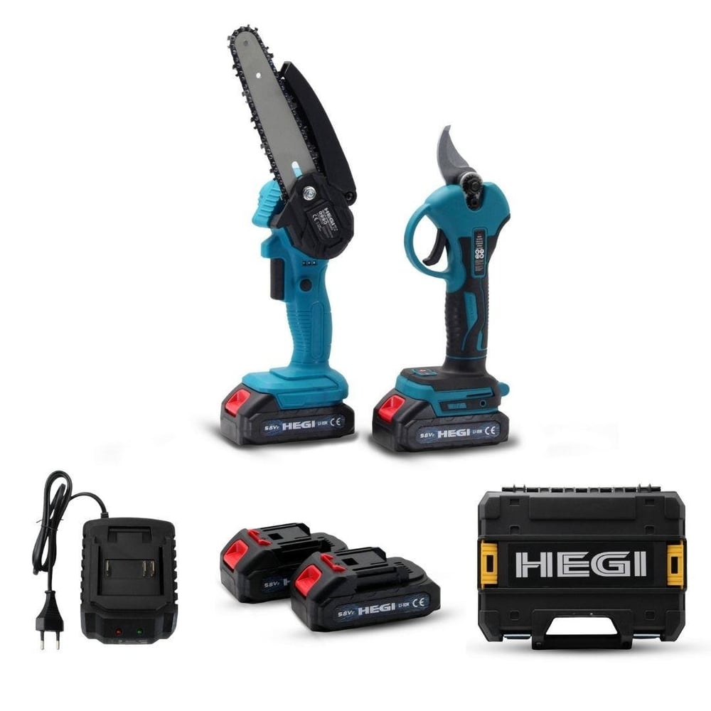 HEGI ÇİFT AKÜLÜ DAL BUDAMA TESTERESİ VE MAKASI SETİ