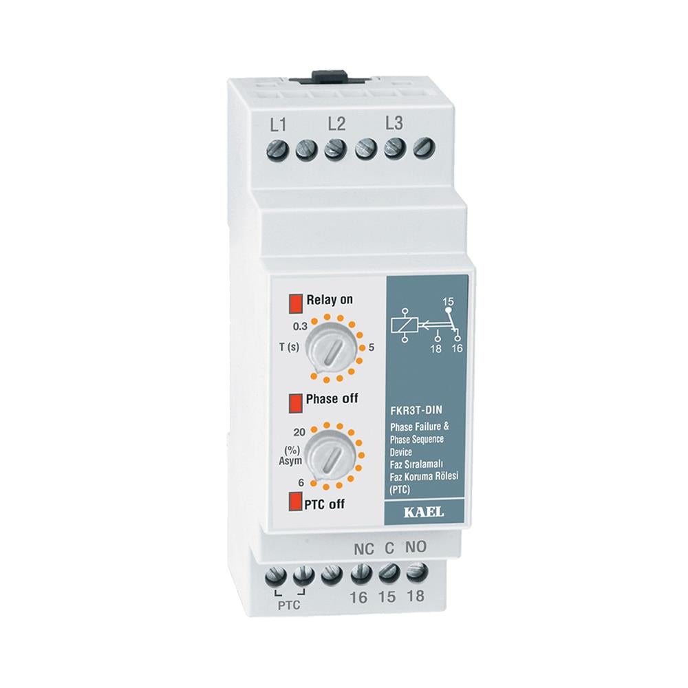 Kael FKR3T-DIN Nötrsüz PTC'li Faz Sıralamalı Faz Koruma Rölesi