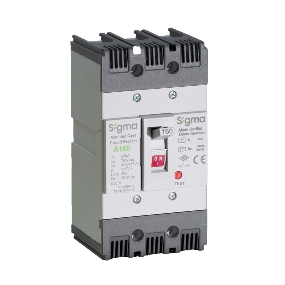 Sigma A160 20A 25KA 3P Sabit Tip AG Devre Kesici