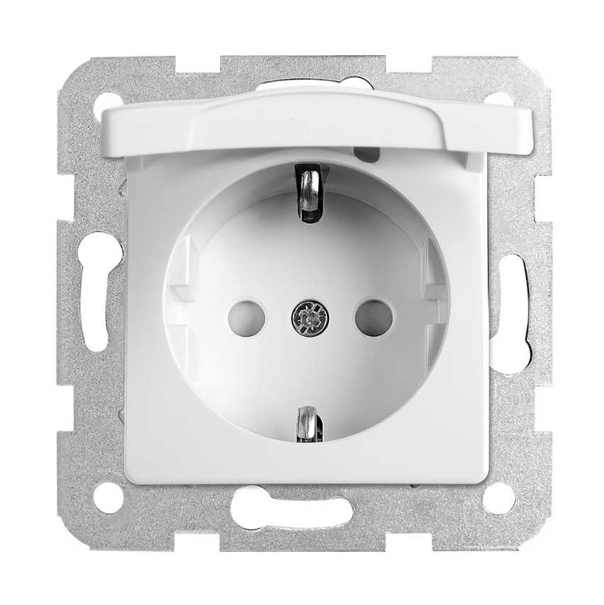 Viko Linnera/Rollina Beyaz Kapaklı Topraklı Priz Çocuk Korumalı (Çerçeve Hariç)