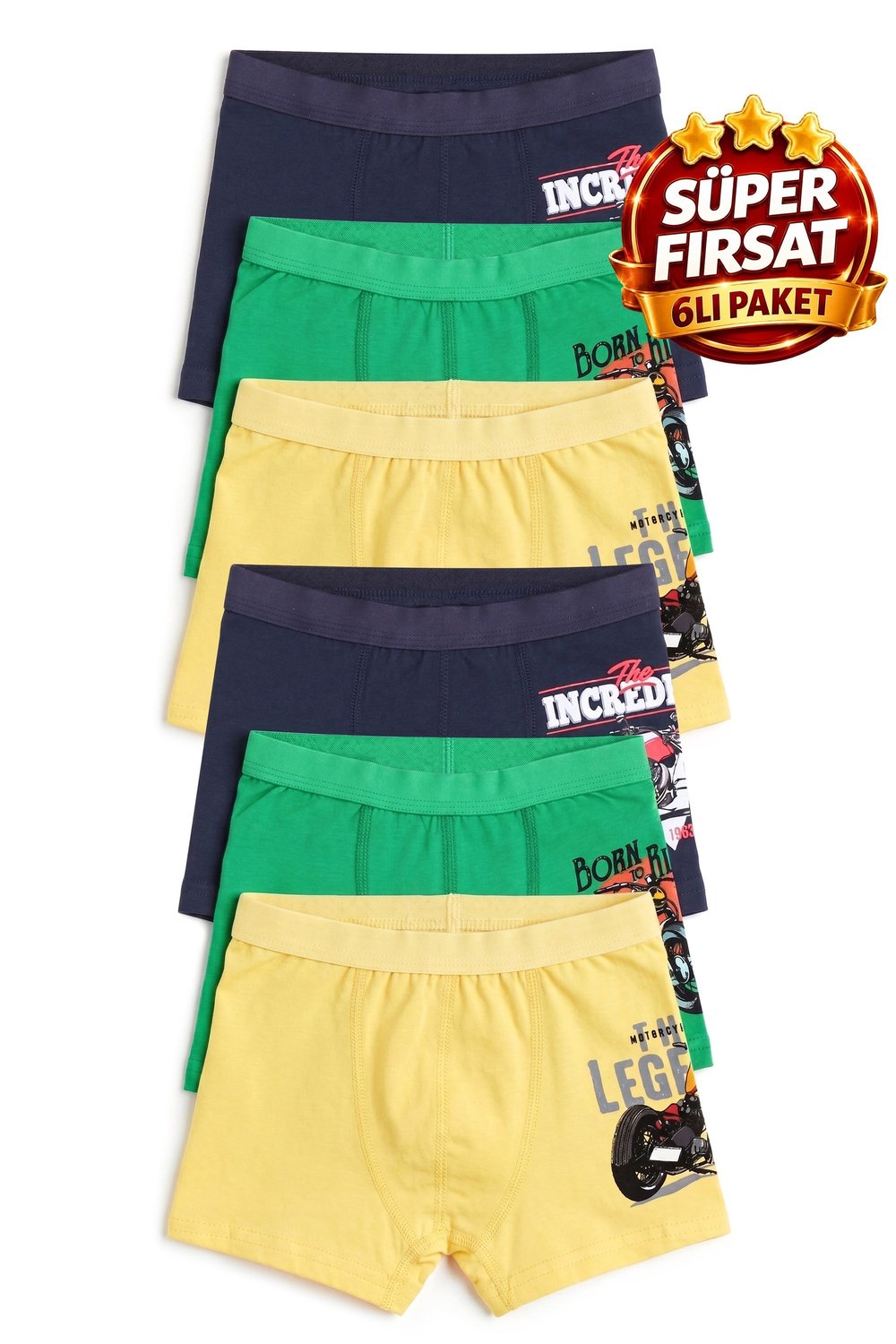 Öts Erkek Çocuk 6lı Pamuklu Boxer Baskılı Ergonomik Tasarım (C200-6)
