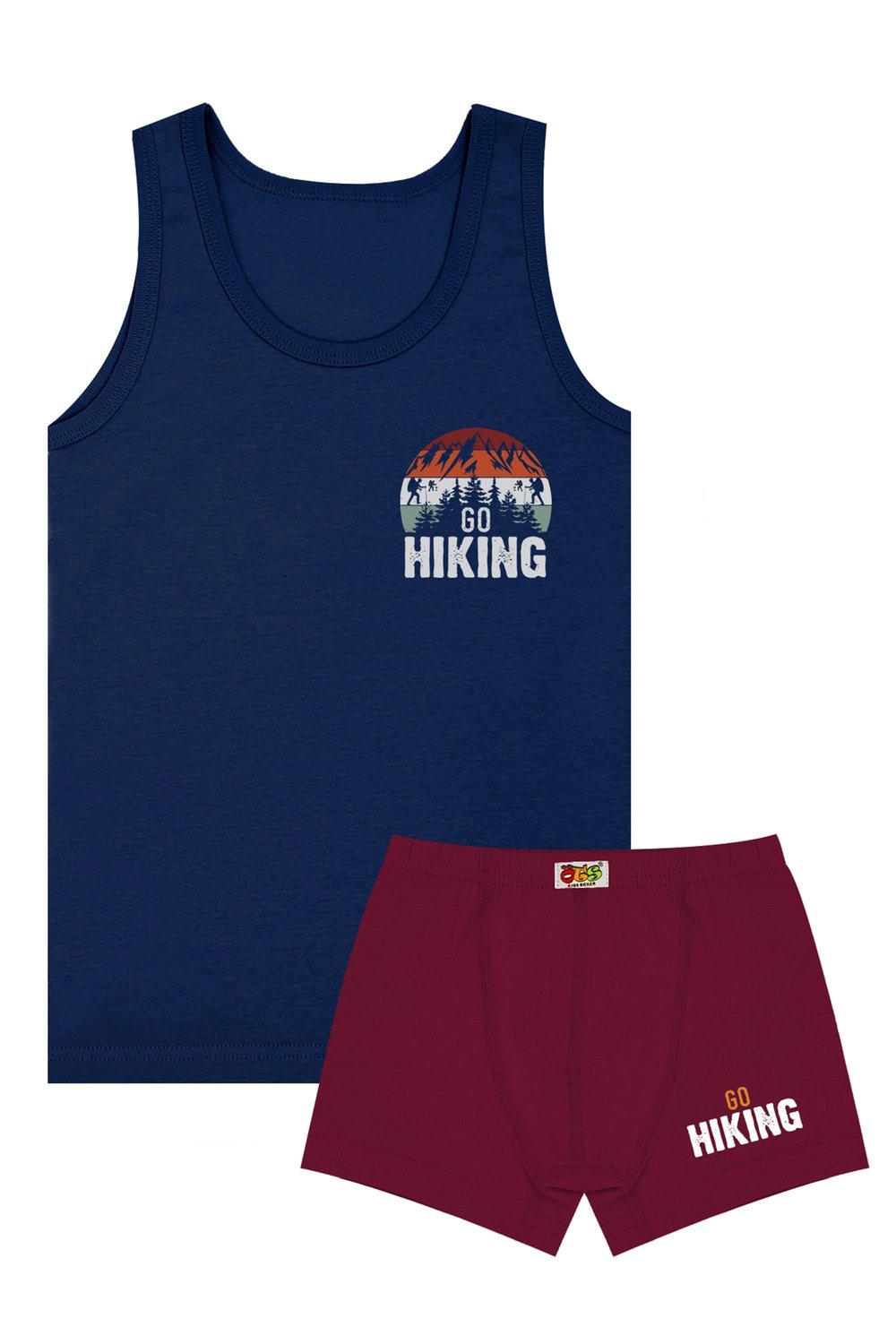 Öts Erkek Çocuk Atlet Boxer Likralı Lacivert Go Hiking (%96 Pamuk - %4 Elastan)