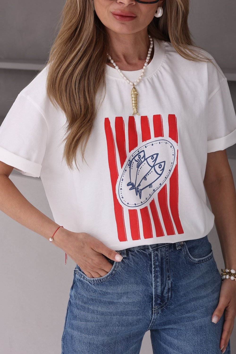 Balık Baskılı Basic Tshirt