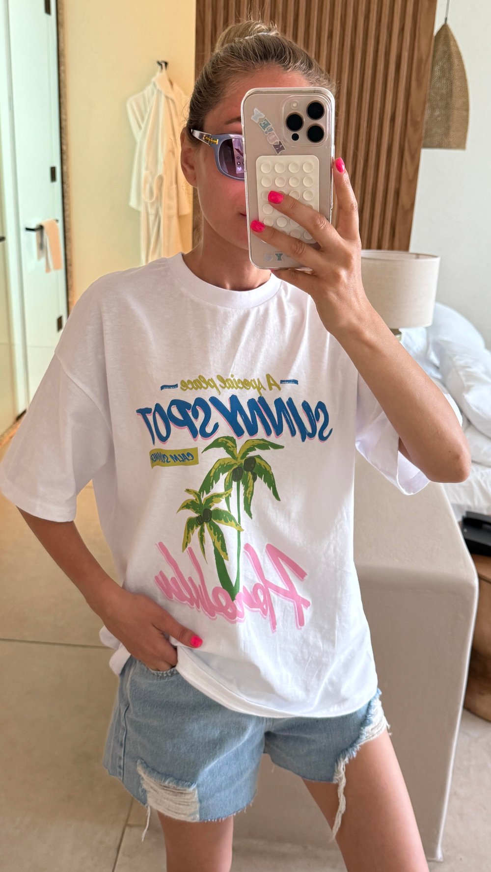 Bisiklet Yaka Ağaç Baskılı Tshirt
