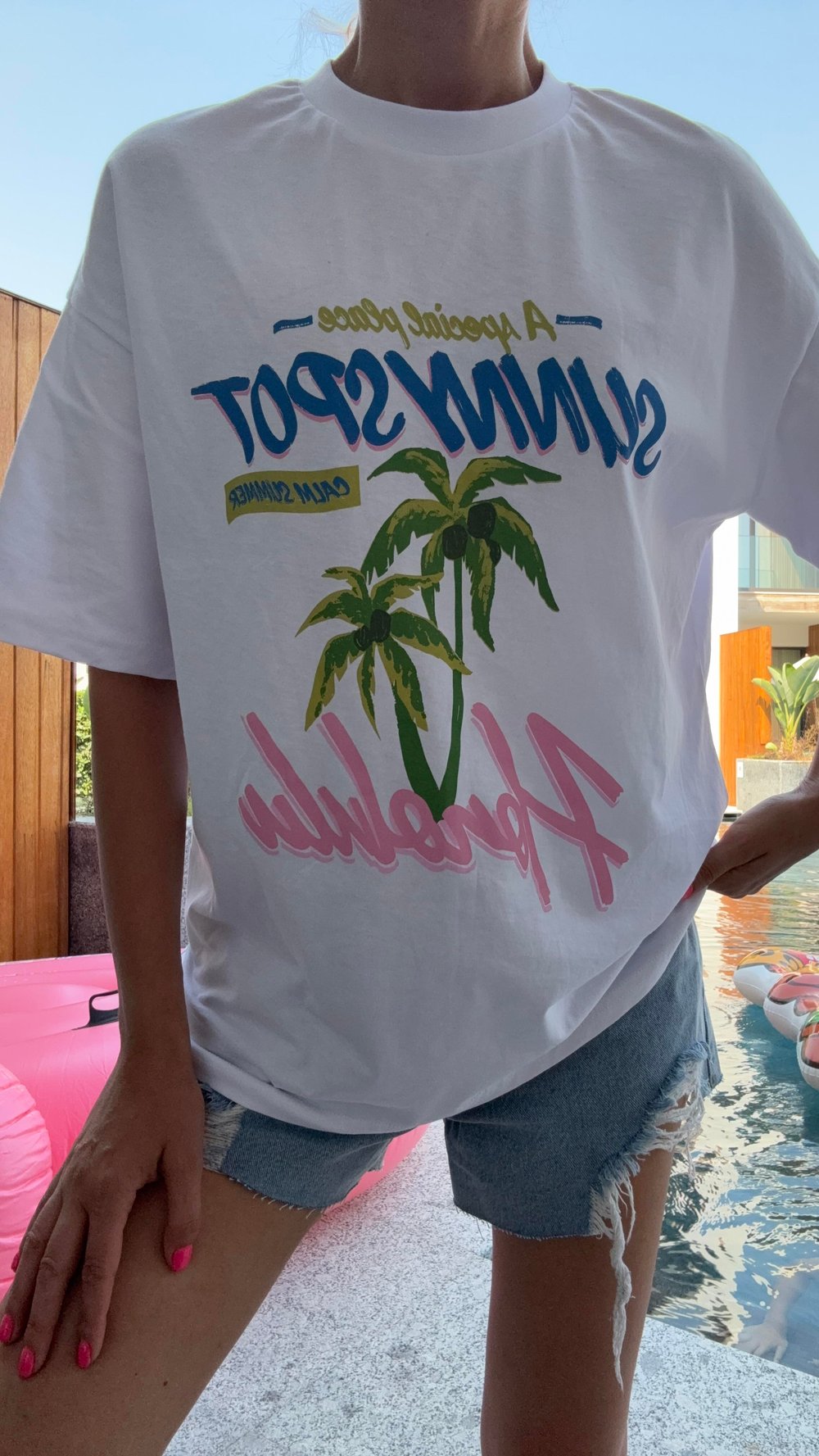Bisiklet Yaka Ağaç Baskılı Tshirt