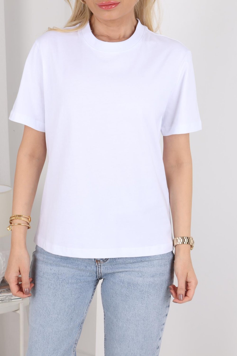 Bisiklet Yaka Basic Beyaz Kısa Tshirt