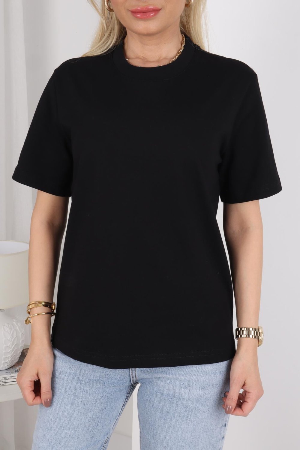 Bisiklet Yaka Basic Siyah Kısa Tshirt