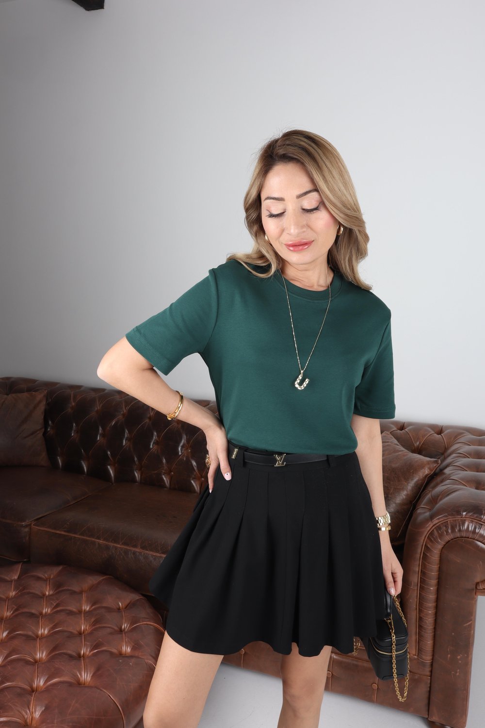 Bisiklet Yaka Haki Basic Tshirt