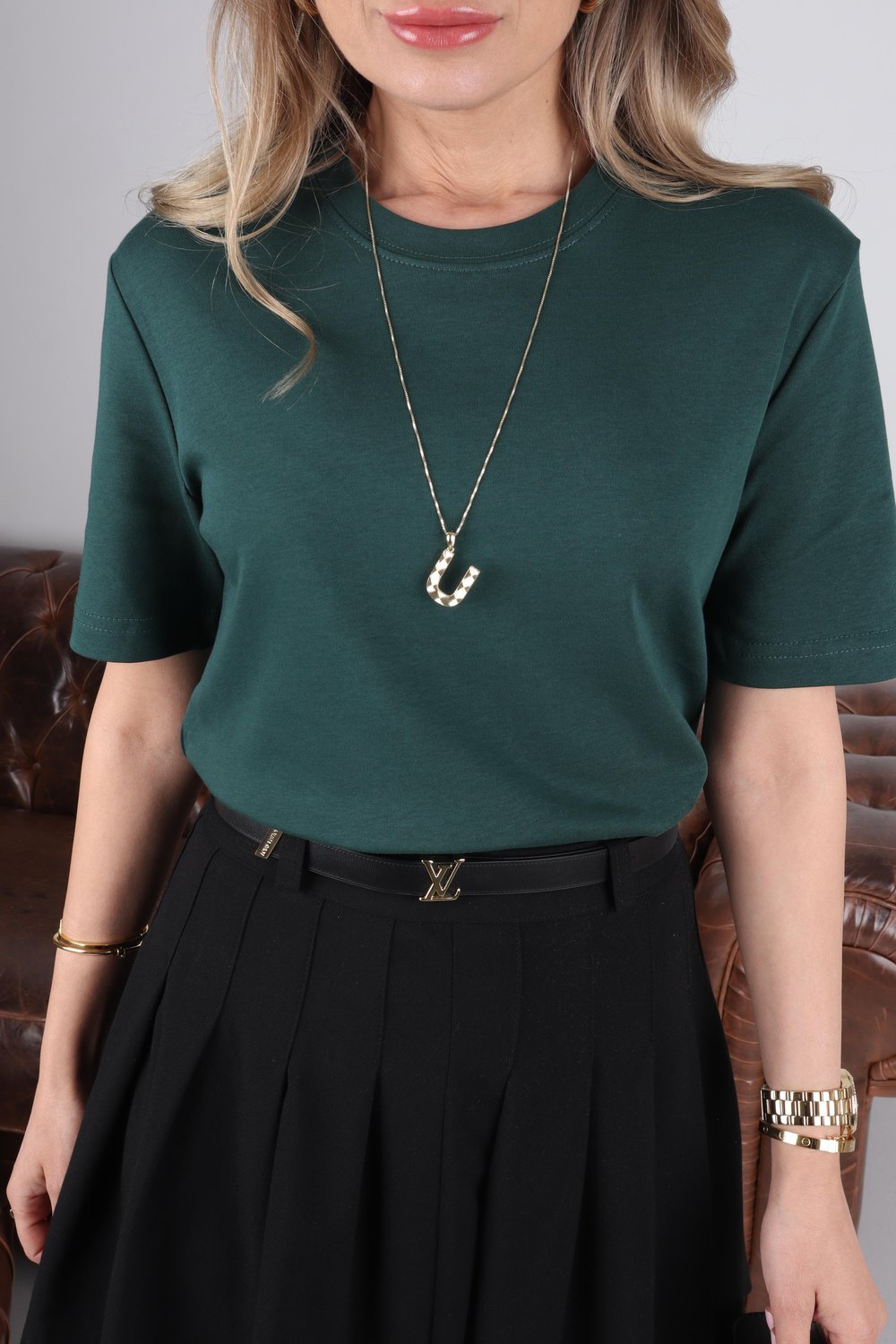 Bisiklet Yaka Haki Basic Tshirt