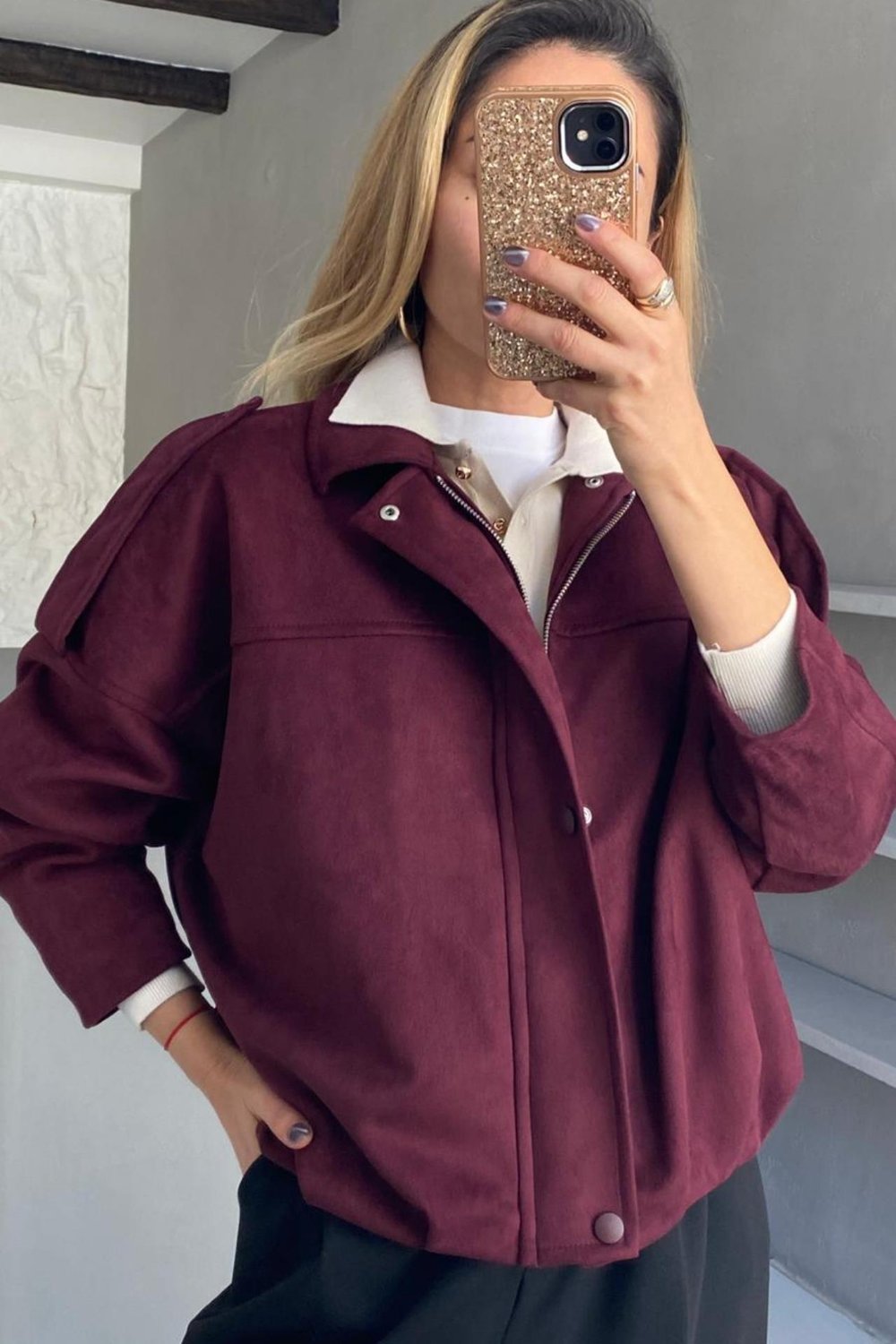Bordo Kaşe Ceket