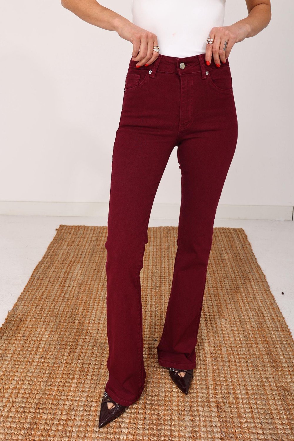 Bordo Likralı İspanyol Paça Jean(867-82)