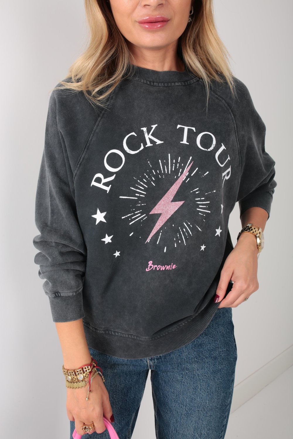 Füme Baskılı Sweatshirt