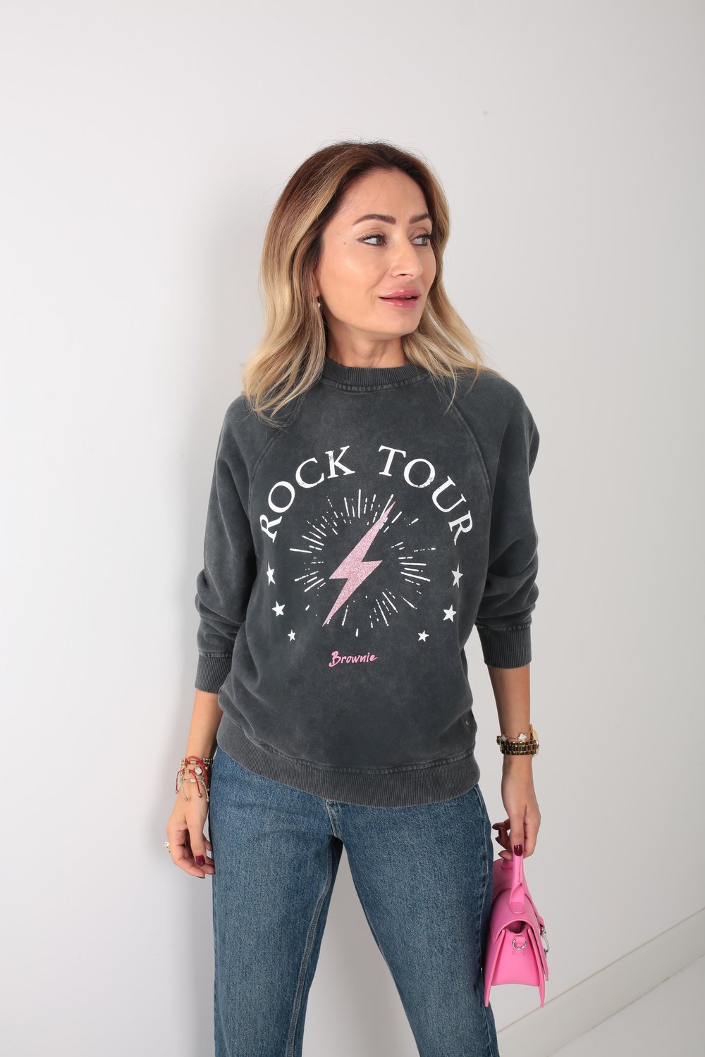 Füme Baskılı Sweatshirt
