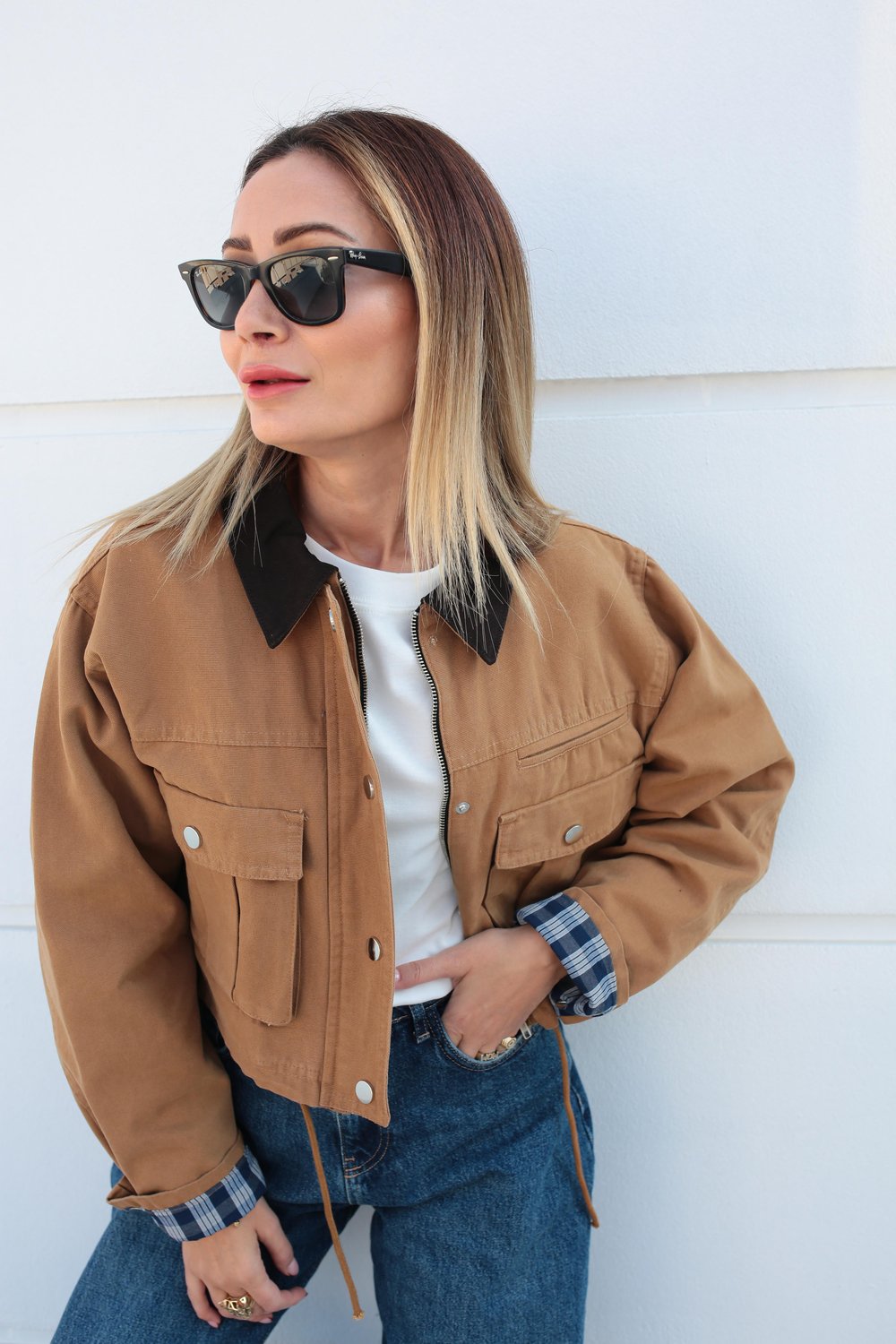 Hardal Torba Cepli Crop Ceket