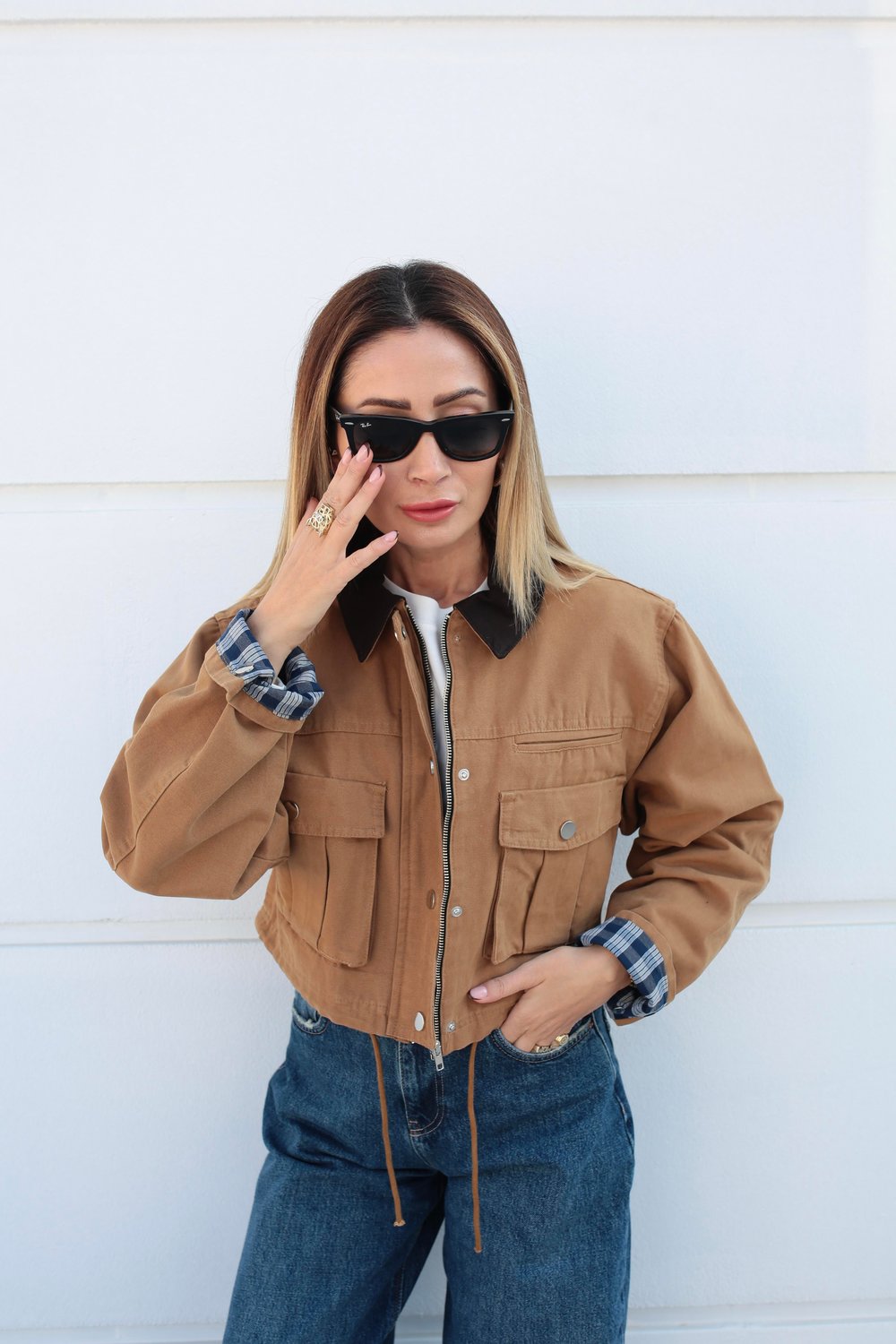 Hardal Torba Cepli Crop Ceket