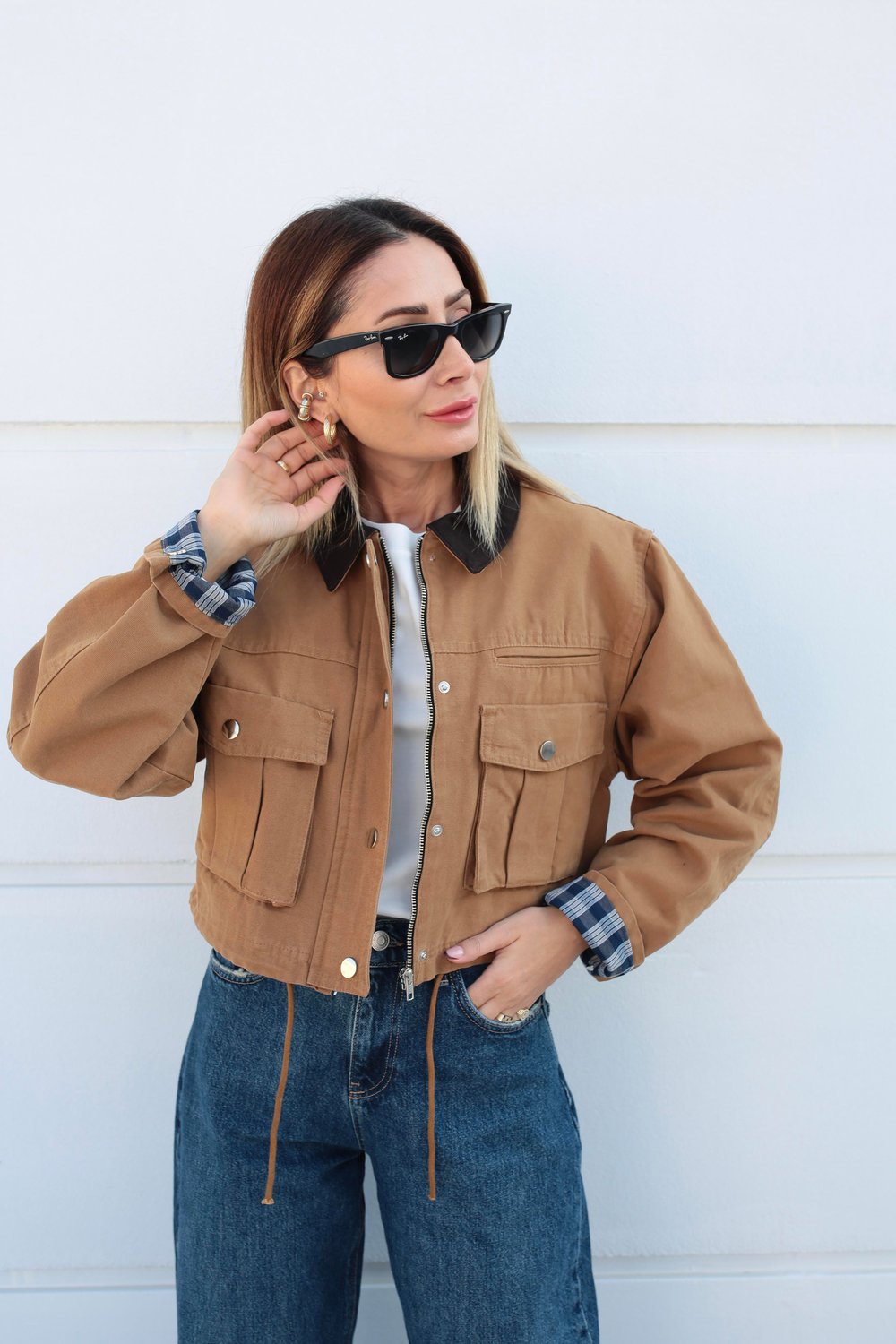 Hardal Torba Cepli Crop Ceket
