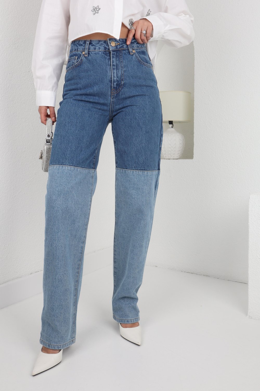 İki Renkli Denim Pantolon JEAN
