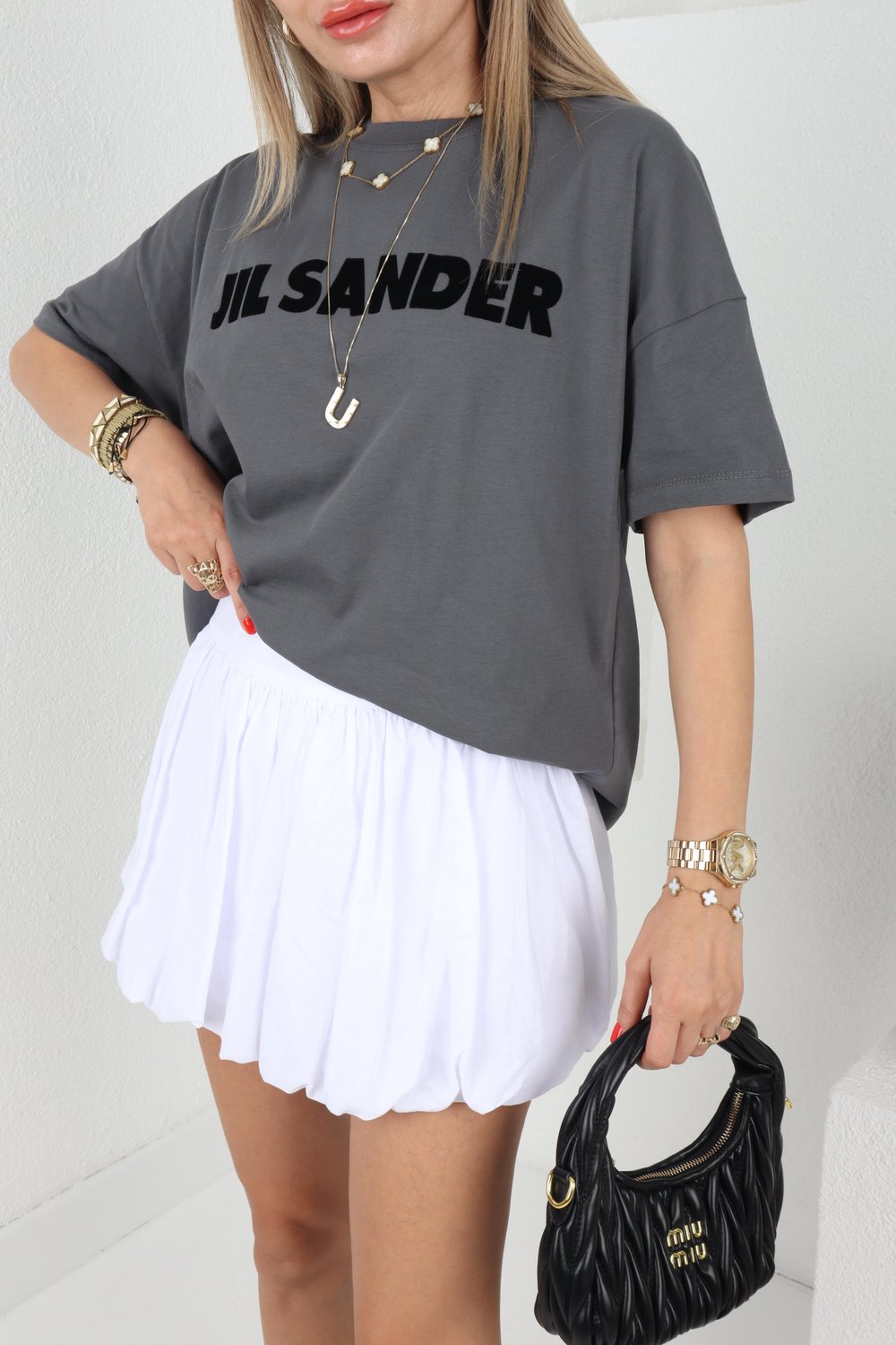Jil Sander Baskılı Gri Tshirt