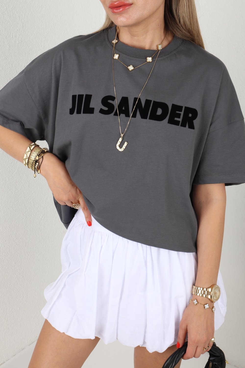 Jil Sander Baskılı Gri Tshirt