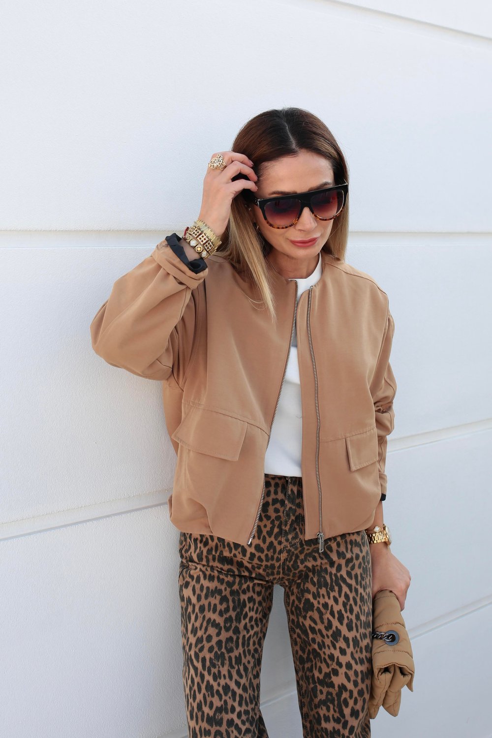 Kapak Cepli Pileli Camel Bomber Ceket