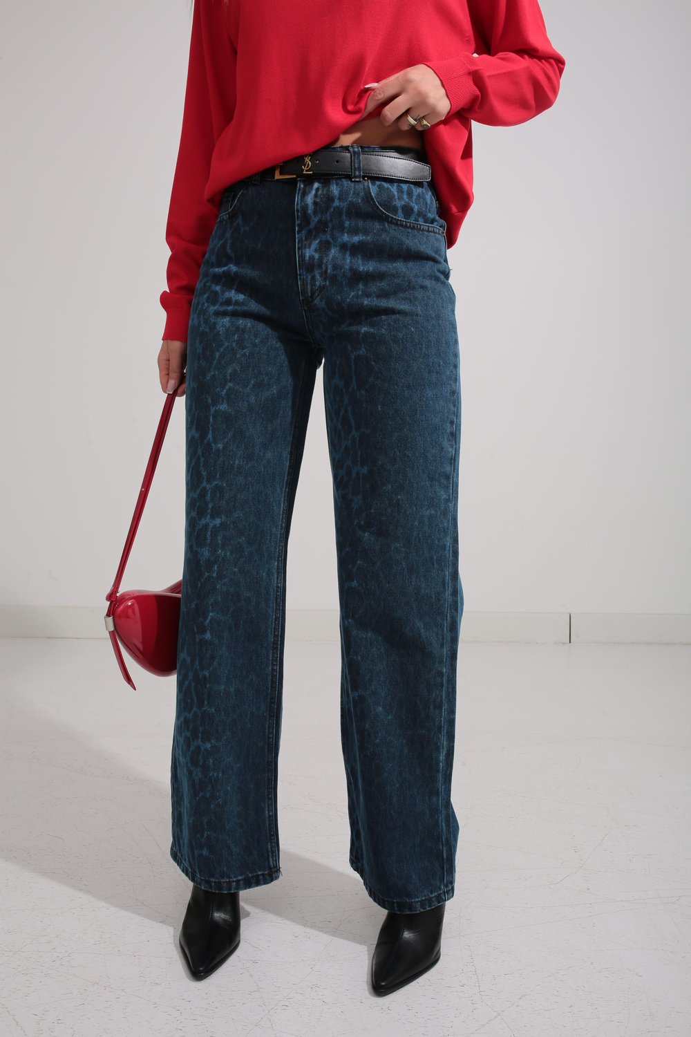 Leopar Desen Geniş Paça Jean