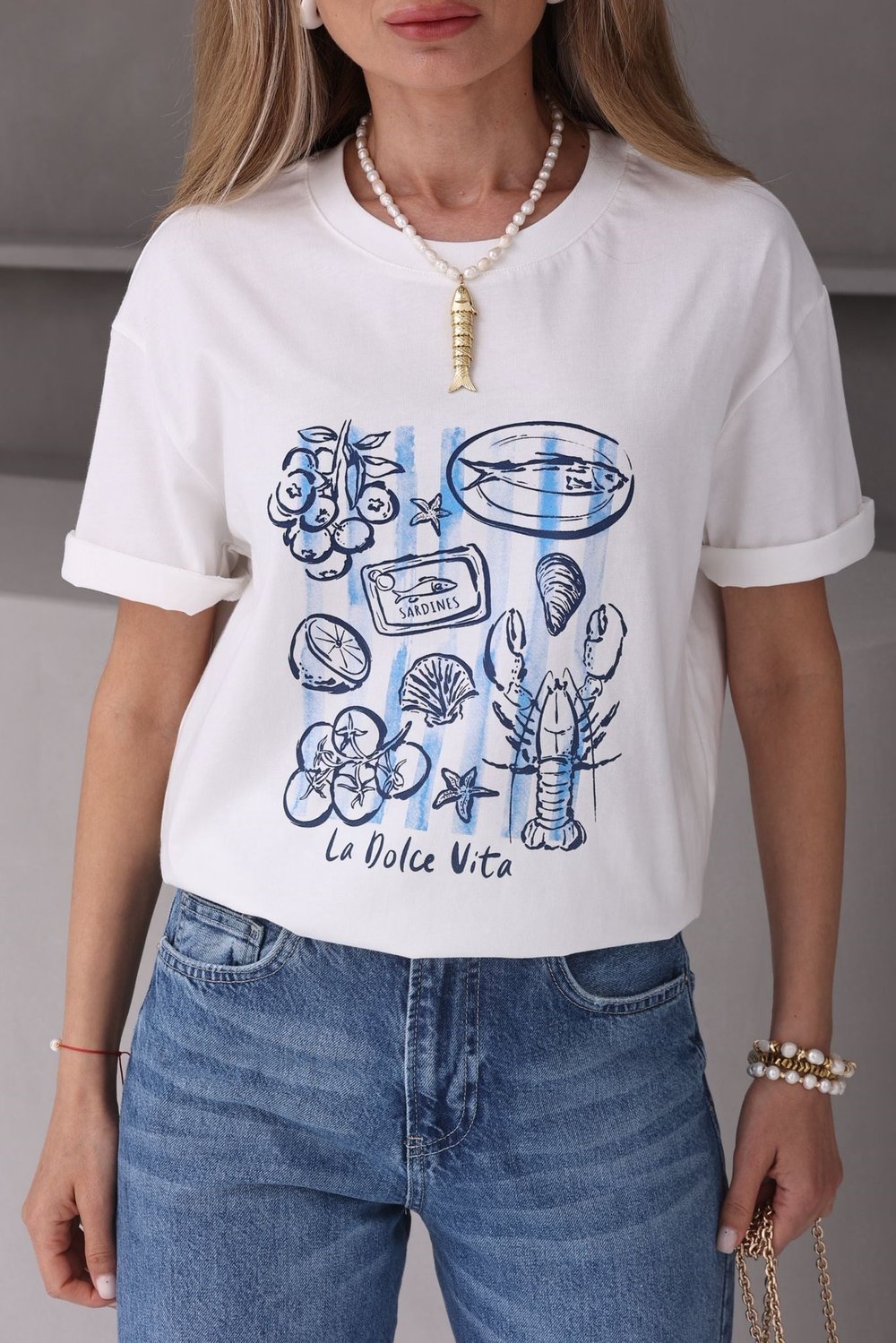 Mavi Baskılı Tshirt