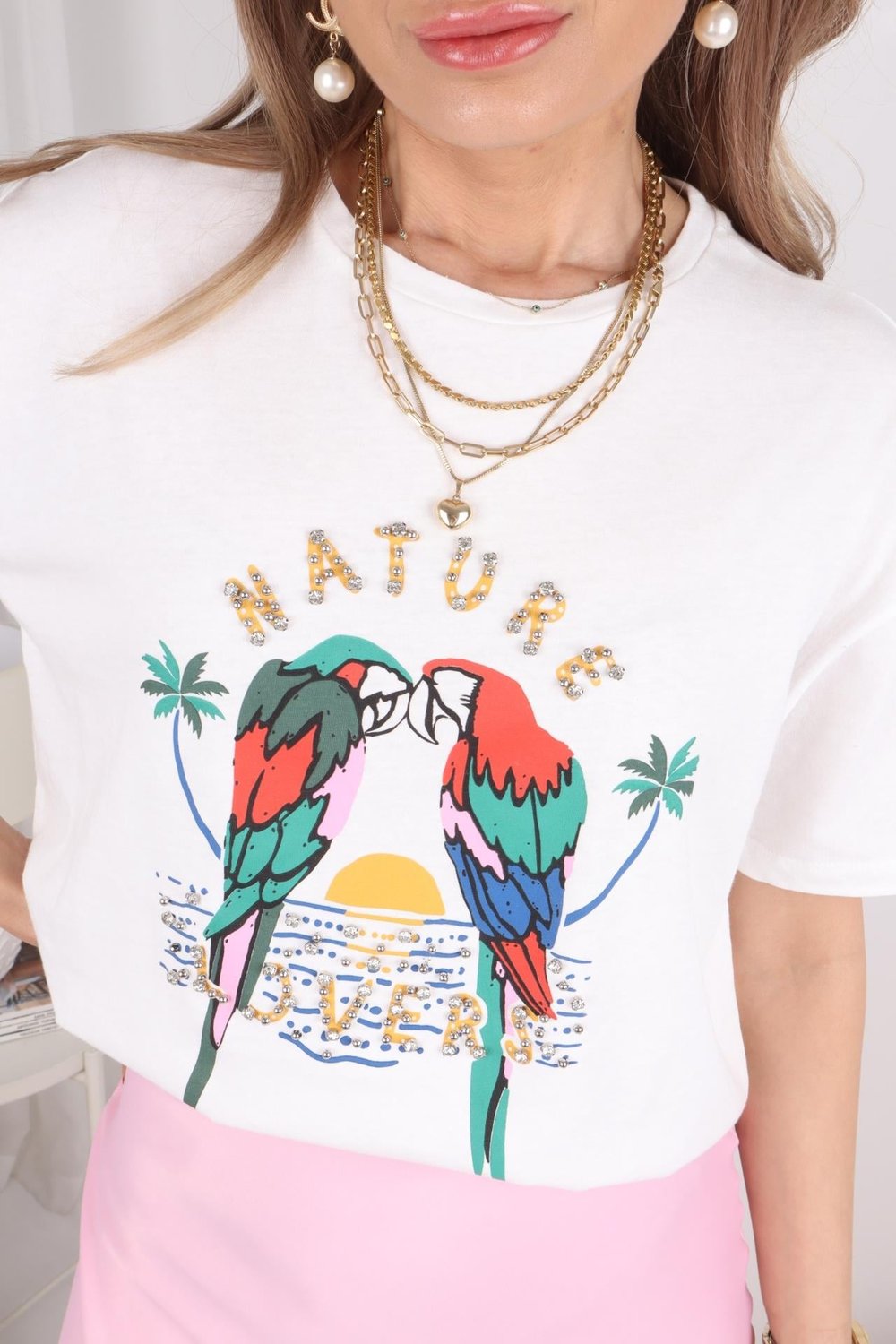 Papapğan Baskılı Taş İşli Tshirt