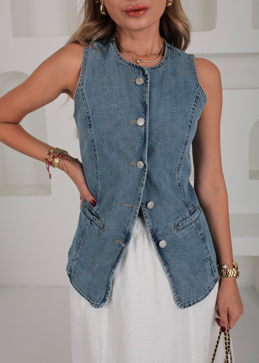 Slimfit Denim Yelek