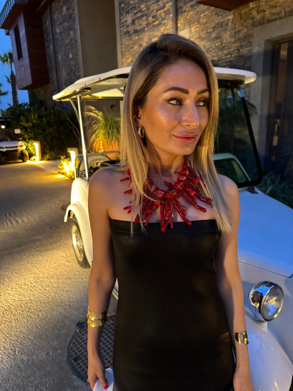 Straplez Siyah Varak Baskılı Triko Elbise