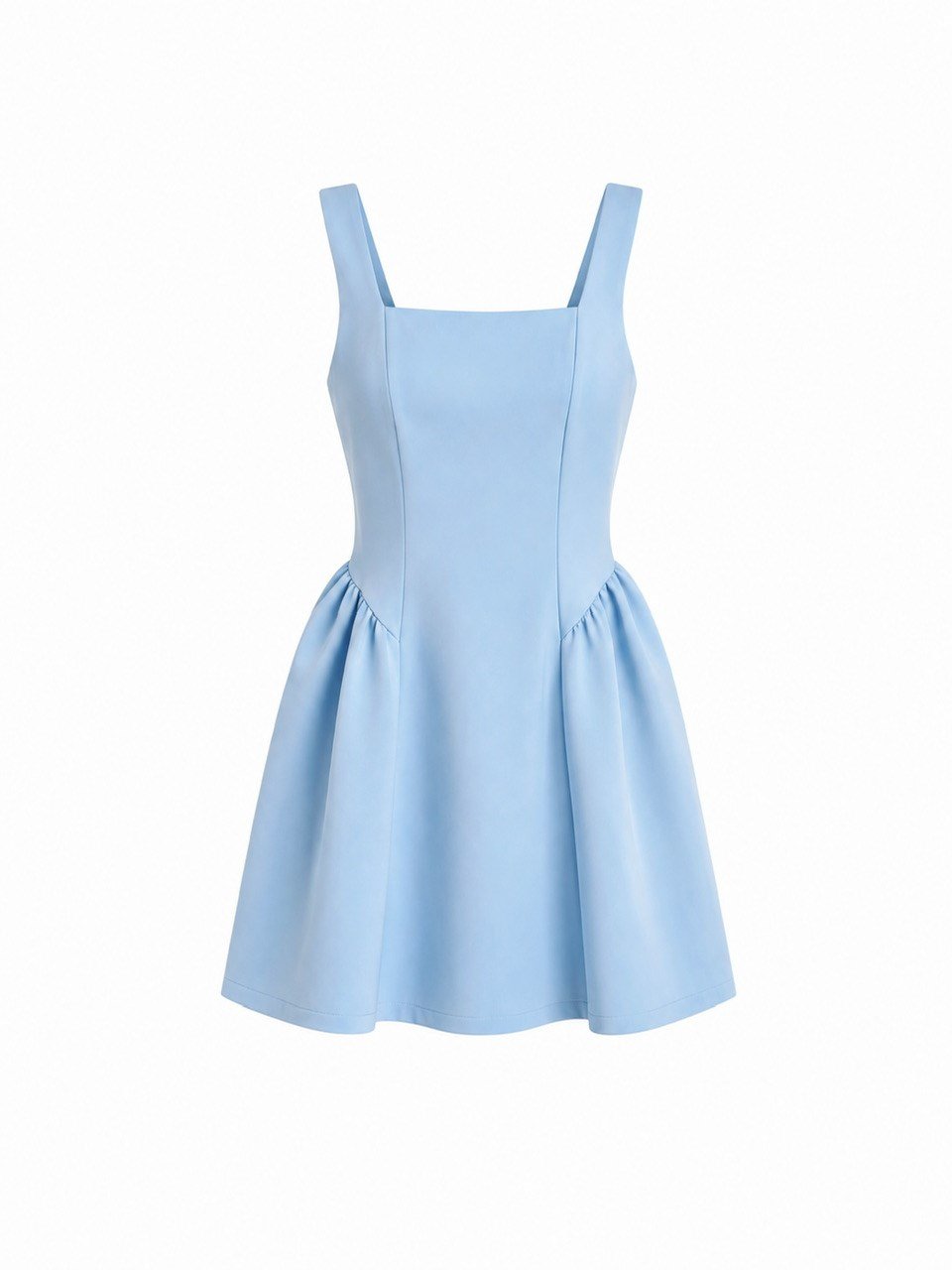 Nişantaşı Butik BEL DETAY KARE YAKA ELBİSE BEBE MAVİ