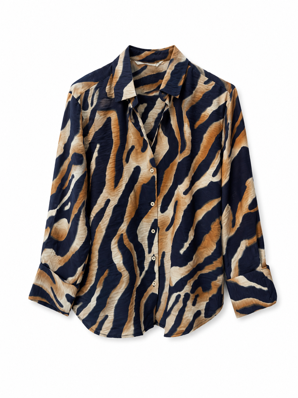 Nişantaşı Butik LACİVERT ZEBRA DESEN TİRİL GÖMLEK