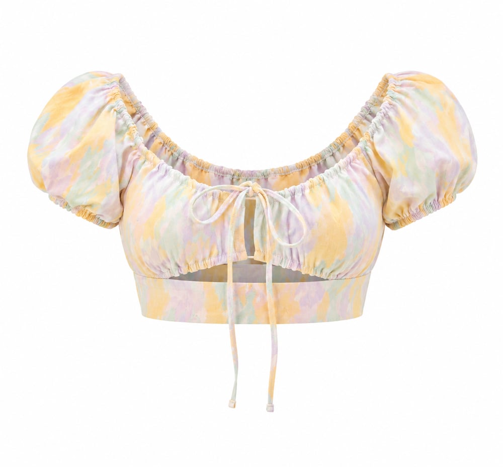 Nişantaşı Butik PASTEL RENK GEÇİŞ YAKA DETAY CROP