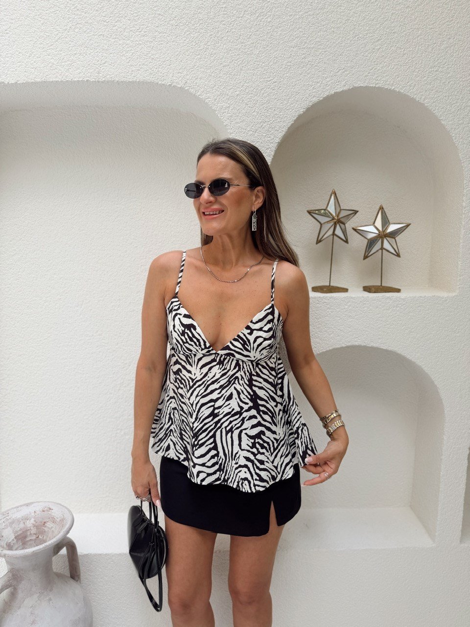 Nişantaşı Butik SIRT DETAY ZEBRA BLUZ