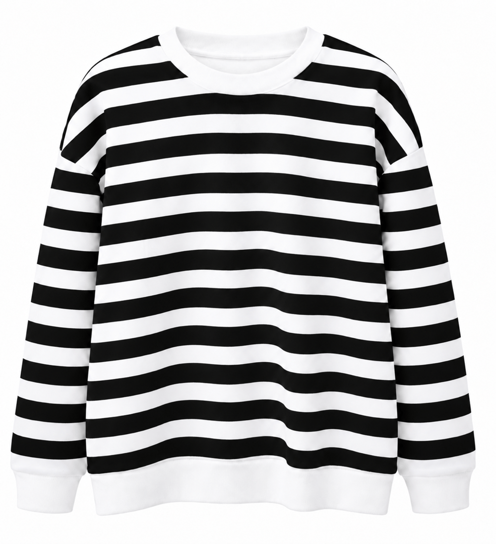 Nişantaşı Butik SİYAH ÇİZGİLİ SWEAT BLUZ 